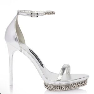Jessica Rich Metallic Silver Chain Heels size 40UK or 9US NIB